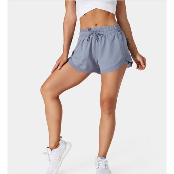Halara Drawstring Contrast Mesh 2-in-1 Shorts Sz Small Womens Blue with Underlin - Picture 1 of 8